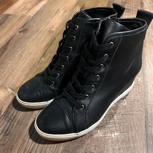 Dkny Black High-Top Sneaker Wedges
